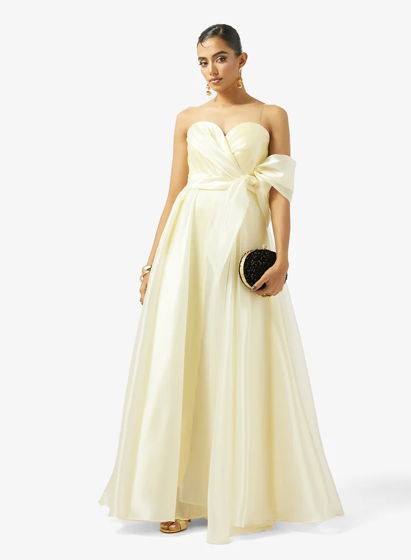 Akadia Fashion  WRAP BUST STRAPLESS ORGANZA DRESS for Women | Best Price UAE